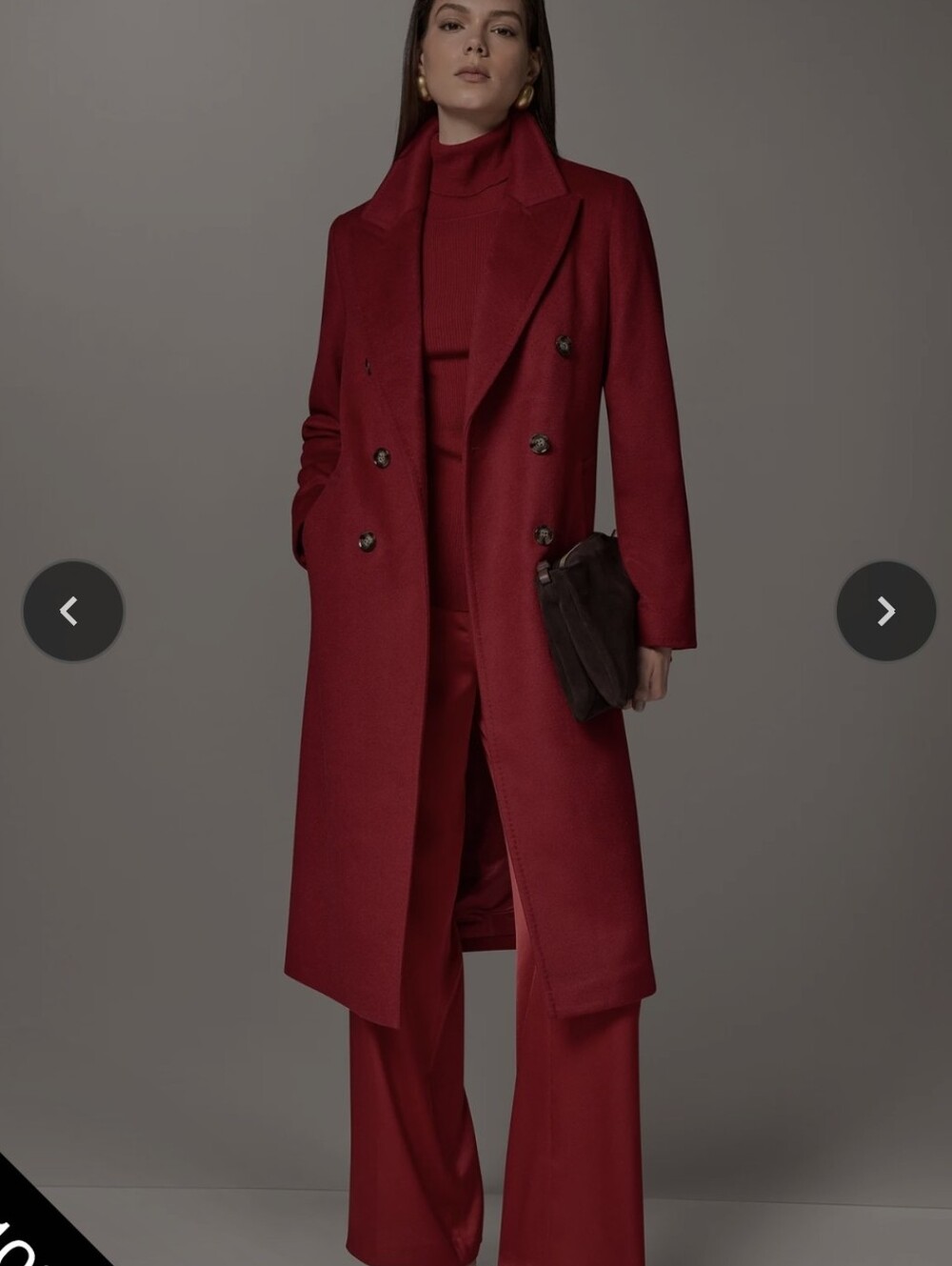 ELLEN TRACY EUC CASHMERE N WOOL BLEND DOUBLE BREAST Red COAT Military STYLE